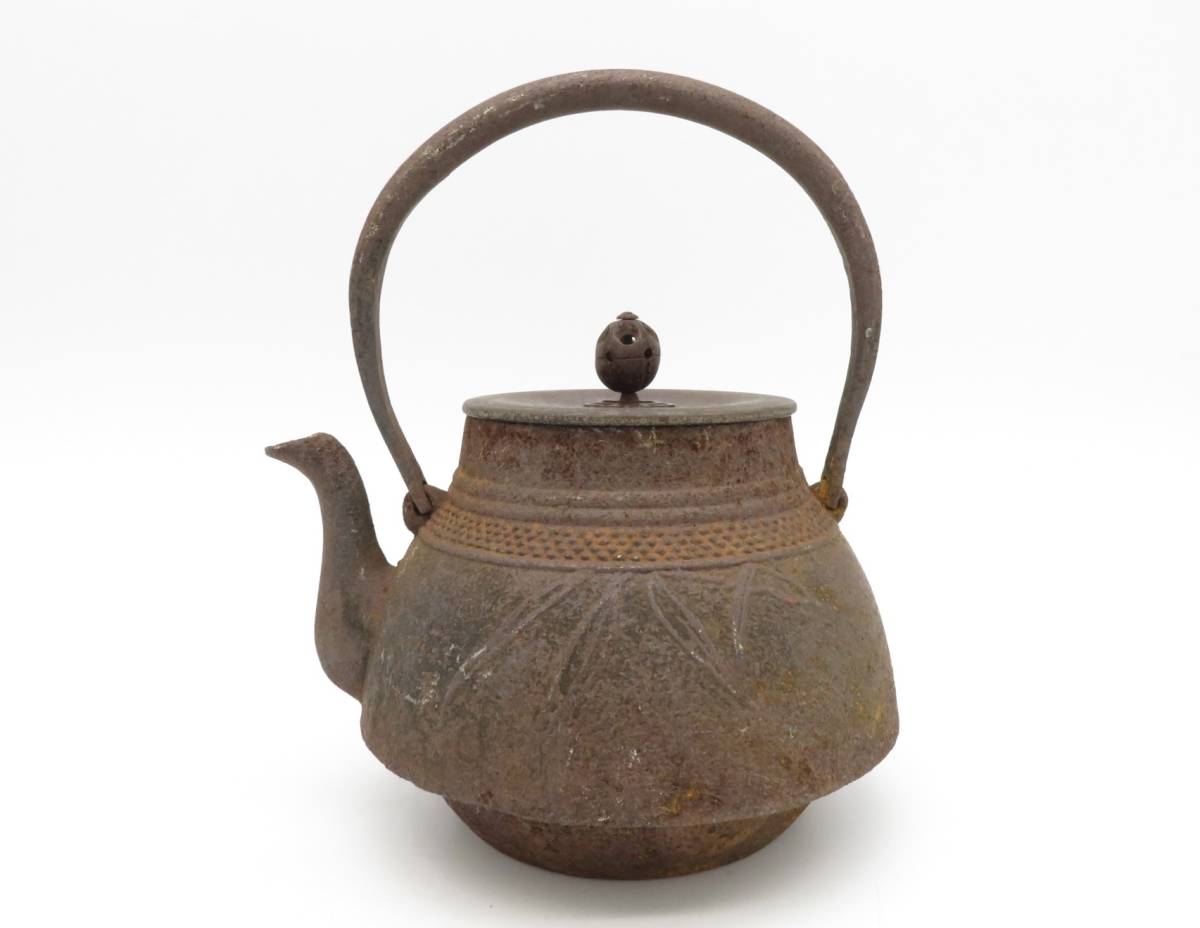 煎茶道具 古作 時代物 鉄瓶 釜師 雲色堂造 銅蓋 湯沸 煎茶道具 古作