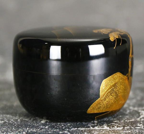 真作】【WISH】茶平一斎「山水平棗」漆 共箱 輪島塗 金蒔絵 螺鈿