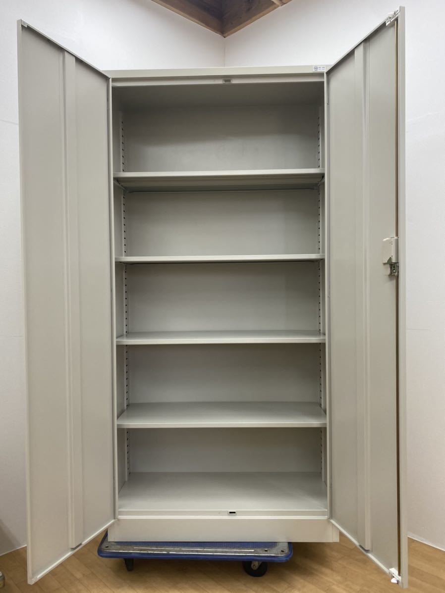 鍵付き スチール書庫 書庫 両開き書庫 キャビネット 可動棚 両開き A4
