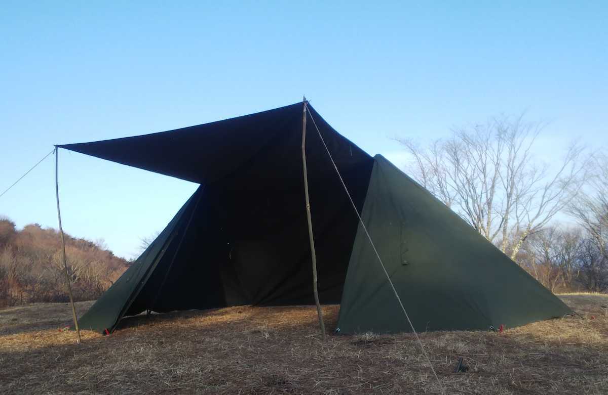 ポーランド軍　ポンチョ　テント　軍幕 2枚セット　サイズ3 ポーランド軍幕のポンチョテントを初張り！サイズ2の広さを徹底解説