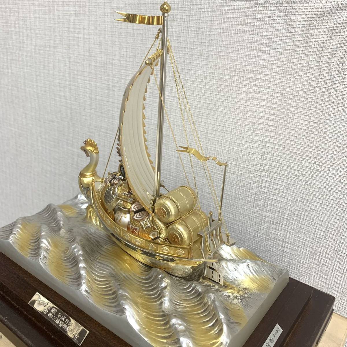 品質保証，最新作 【352g】 SILVER 985 宝船 銀細工 武比古 作 桐箱
