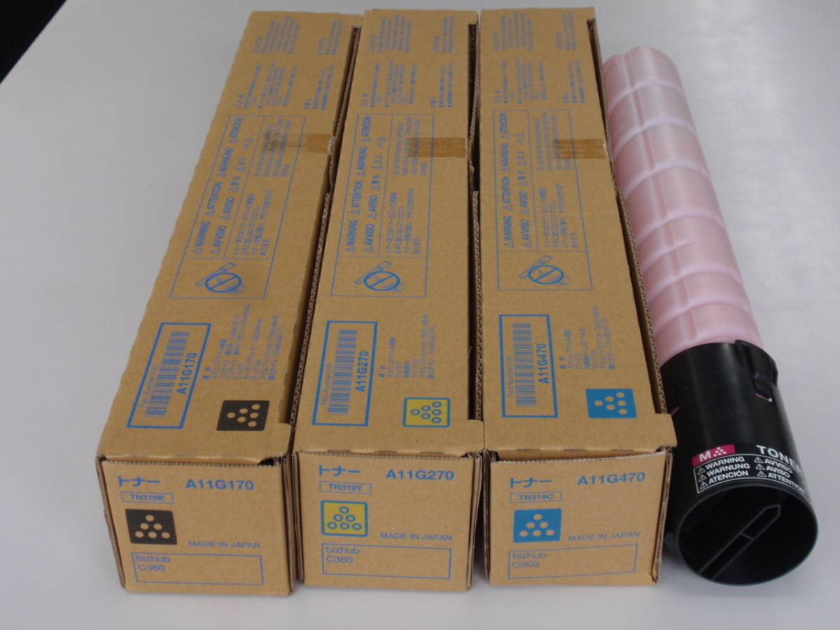 コニカミノルタ 純正 bizhub C360用トナー TN319K/TN319C/TN319M(開梱済)/TN319Y 4本セット
