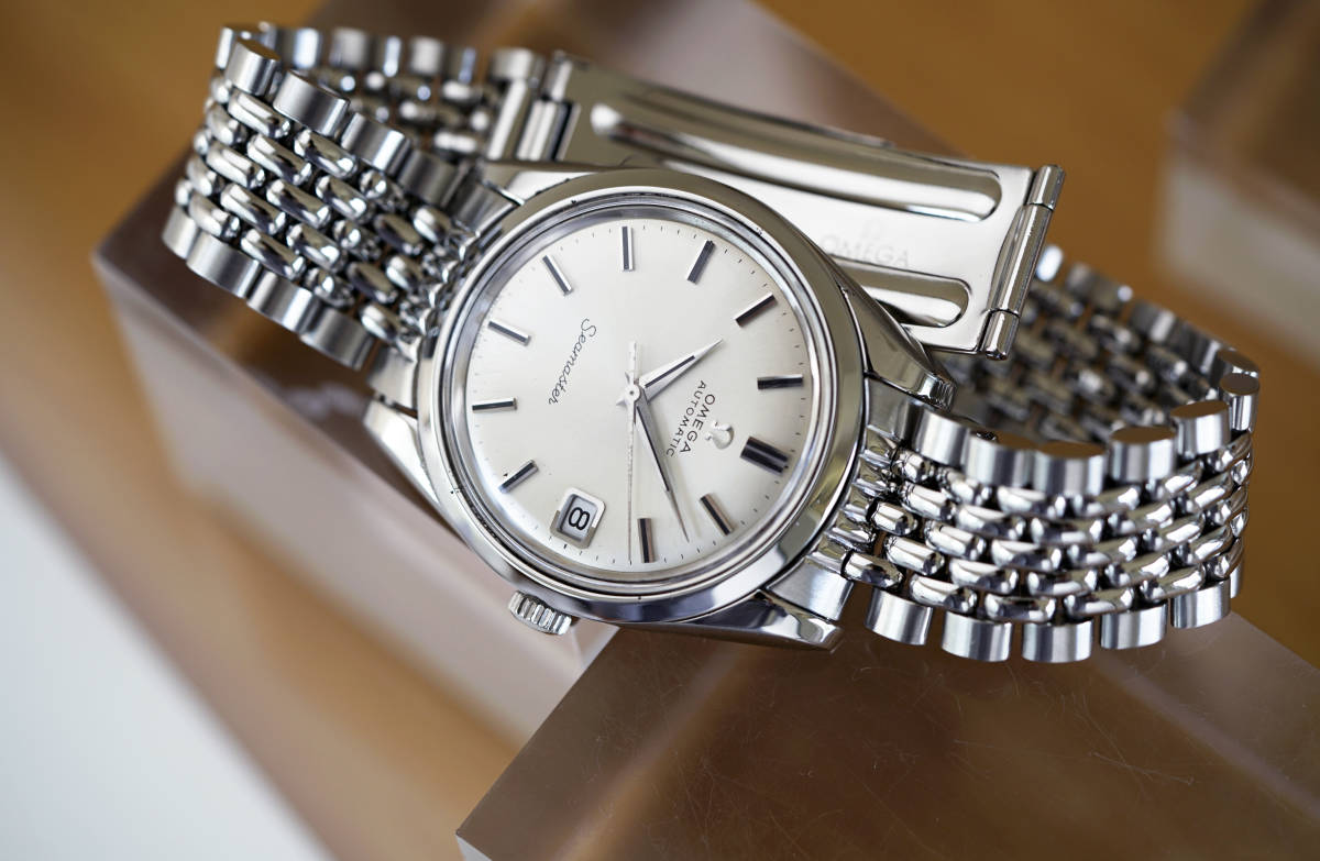 1円☆稼働品【OMEGA/オメガ】シーマスター デイト ホワイト文字盤