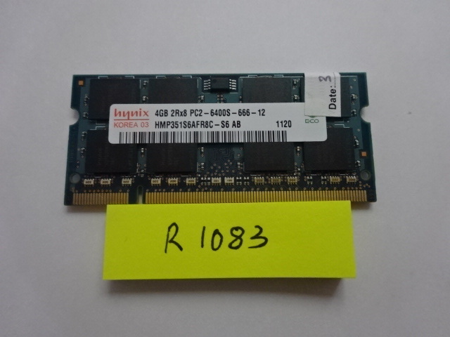 Hynix Memory ノート用 DDR2 4GB PC2 1枚 // R1083 4GB Hynix DDR2