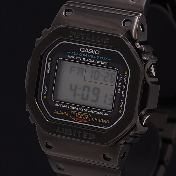 1円●極美品●稼働品【CASIO G-SHOCK】箱付き QZ アラームクロノ 200M DW-5600E デジタル スタンド付き メンズ腕時計 110A0078468