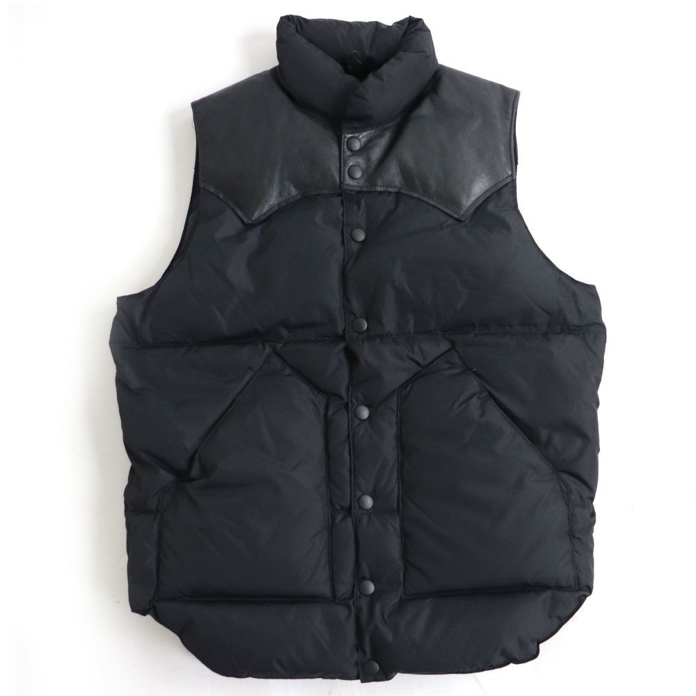 ロッキーマウンテンフェザーベッド　ヨークレザー　ダウンジャケット　40 ブラック ロッキーマウンテンフェザーベッド ヨークレザー ダウンジャケット 40
