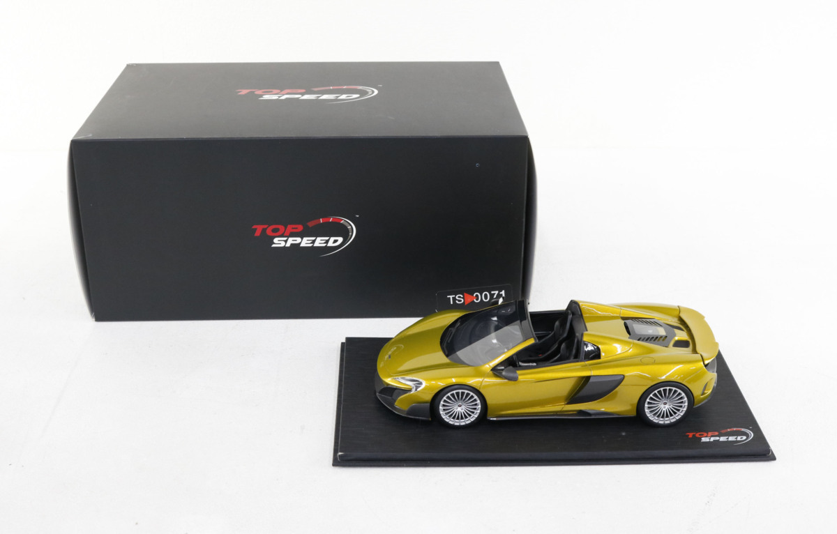 【中古・ジャンク品】1/18スケール TOP SPEED McLaren 675LT Spider Solis ゴールド”