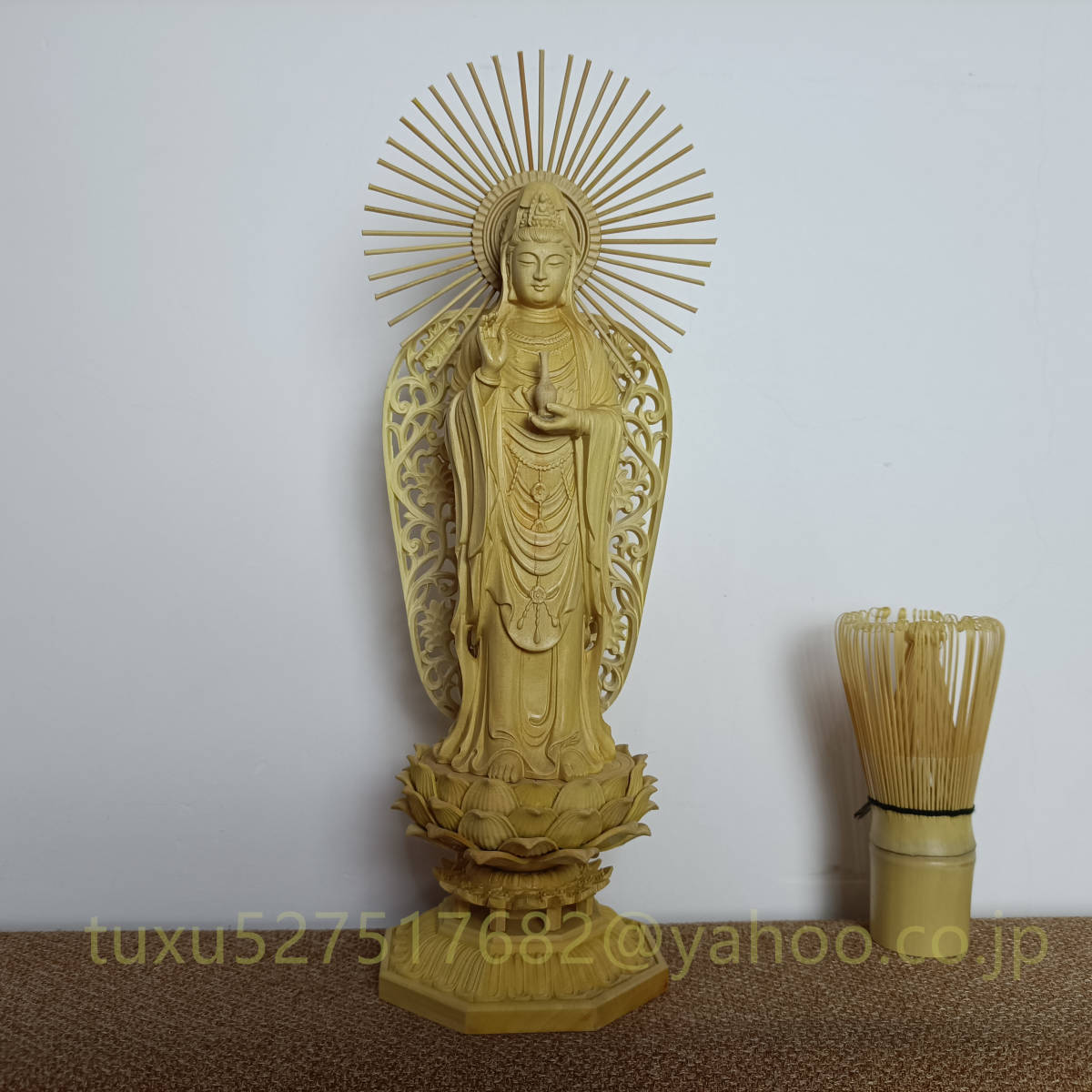 仏像 観音菩薩 置物 精密細工 木彫り 観音 観音菩薩像 檀木 仏壇仏像 仏教