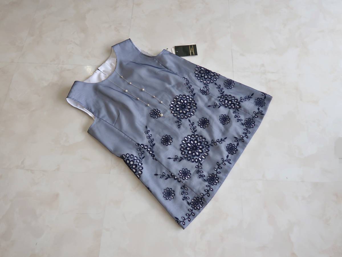 未使用■レリアン/LeiLian◆大きいサイズ13号■レースのブラウス■ネイビー系■エレガント♪