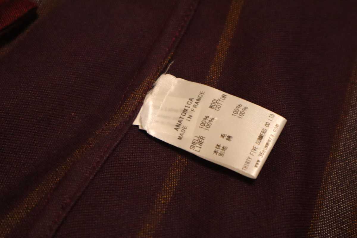 ANATOMICA COLLEGE JACKET FOX BROTHERS BURGANDY MUSTARD 46 