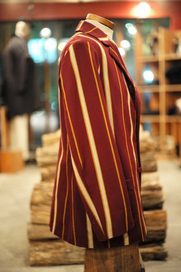 ANATOMICA COLLEGE JACKET FOX BROTHERS BURGANDY MUSTARD 46 