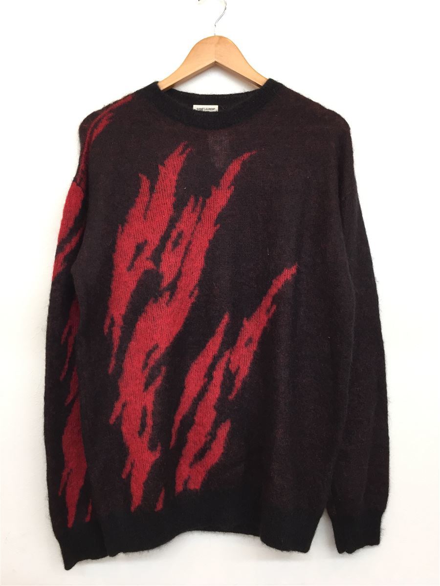 SAINT LAURENT◇セーター(薄手)/L/-/レッド/赤/ブラック/黒 old