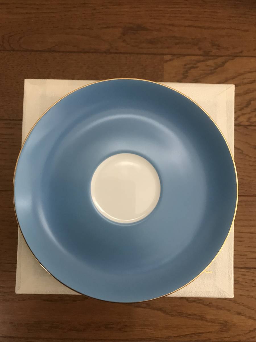 大倉陶園 色蒔き（ブルー）モーニングカップ＆ソーサー 1客 単品 箱