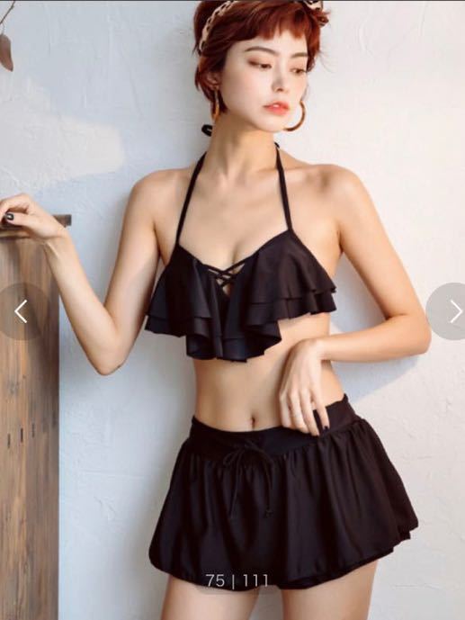 3点セット フリルトップ ビキニ Osyarevo ブラック 盛れる スカート付き 水着 無地 黒 体型カバー Xl セットアップ 売買されたオークション情報 Yahooの商品情報をアーカイブ公開 オークファン Aucfan Com