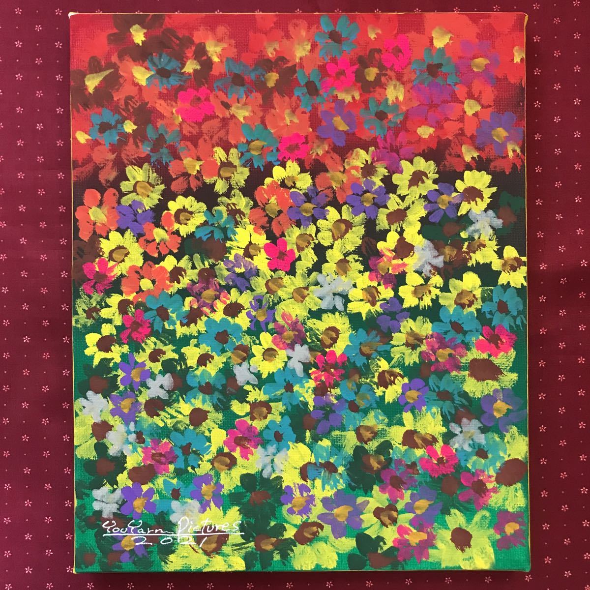 松崎祐哉】「Flower」□東京藝術大学卒業作家□真作原画□アクリル画□F3号