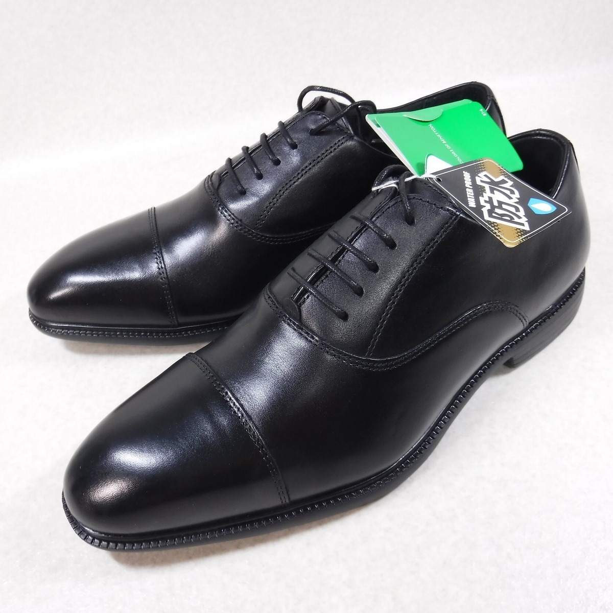 TKK495 ベネトン × アキレス 新品 黒 防水牛革ストレートチップビジネスシューズ 24.5 3E