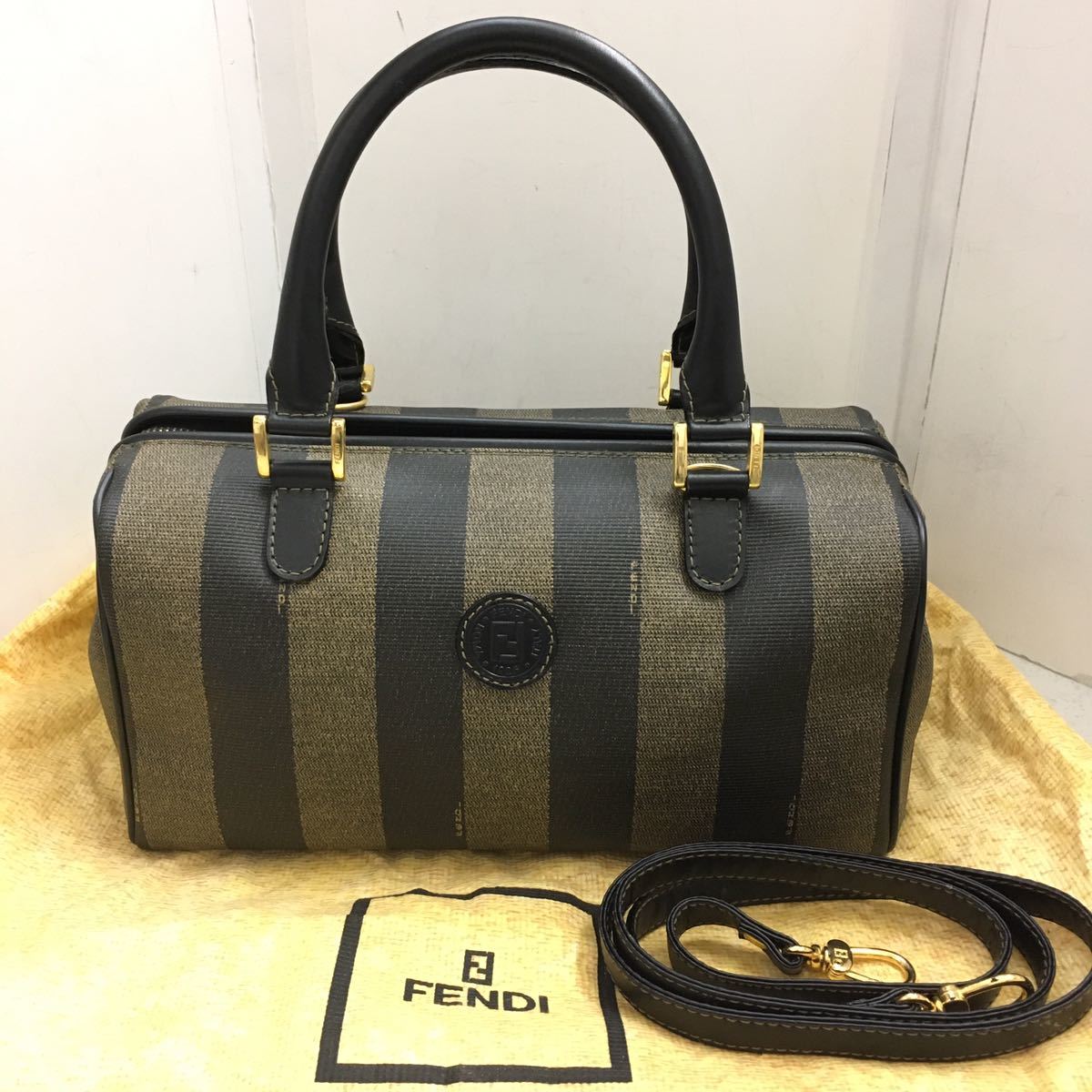 ペカン柄 ハンドバッグ フェンディ ミニボストン FENDI 0 PVC レザー