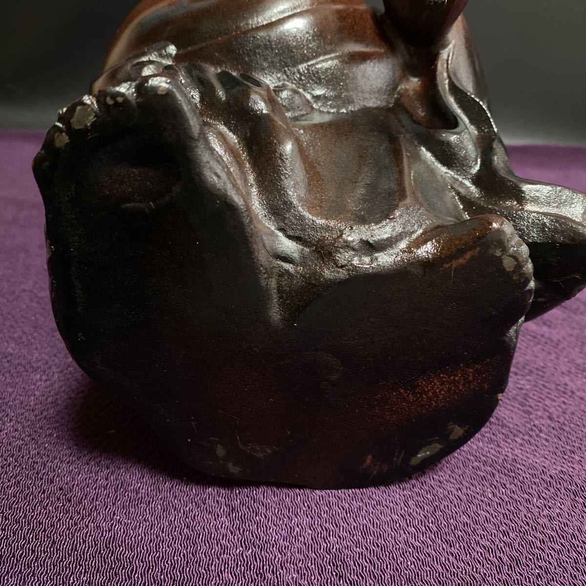 七福神 布袋尊 古銅 笑顔微笑み布袋様 開運縁起物お置物/ 高さ約36cm