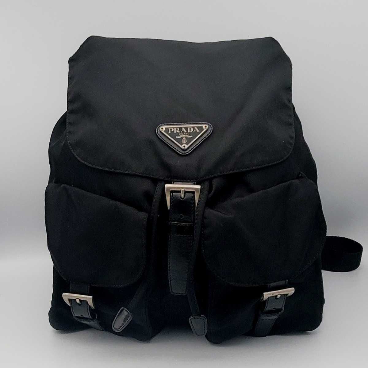 美品 PRADA プラダ リュック バックパック バッグ 三角ロゴプレート 