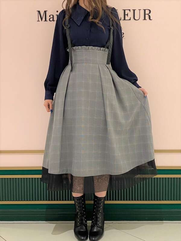 新品Maison de FLEUR Petite Robe 校則を守るチェックジャンスカ  