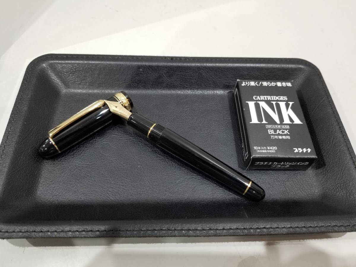 未使用】プラチナ 万年筆 センチュリー ブラック イン ブラック 細字 F