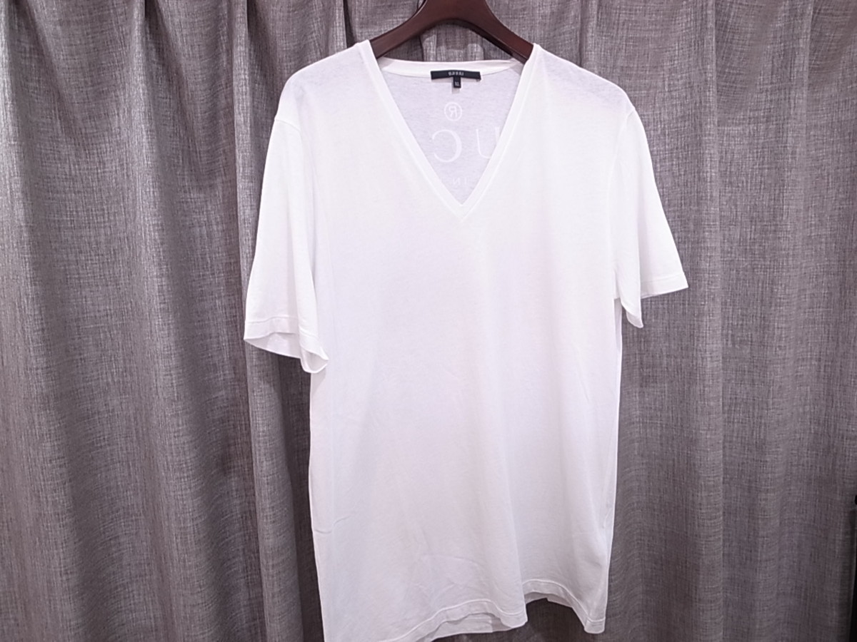 GUCCI】グッチ ロゴ Tシャツ カットソー Vネック ホワイト 白 XL