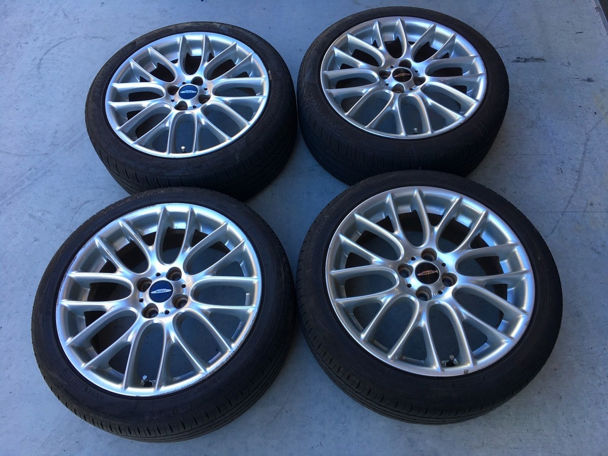 【S管理67154 BMWミニ】★17インチ アルミ ホイール★7J +48 PCD100 4H 205/45R17 タイヤ付