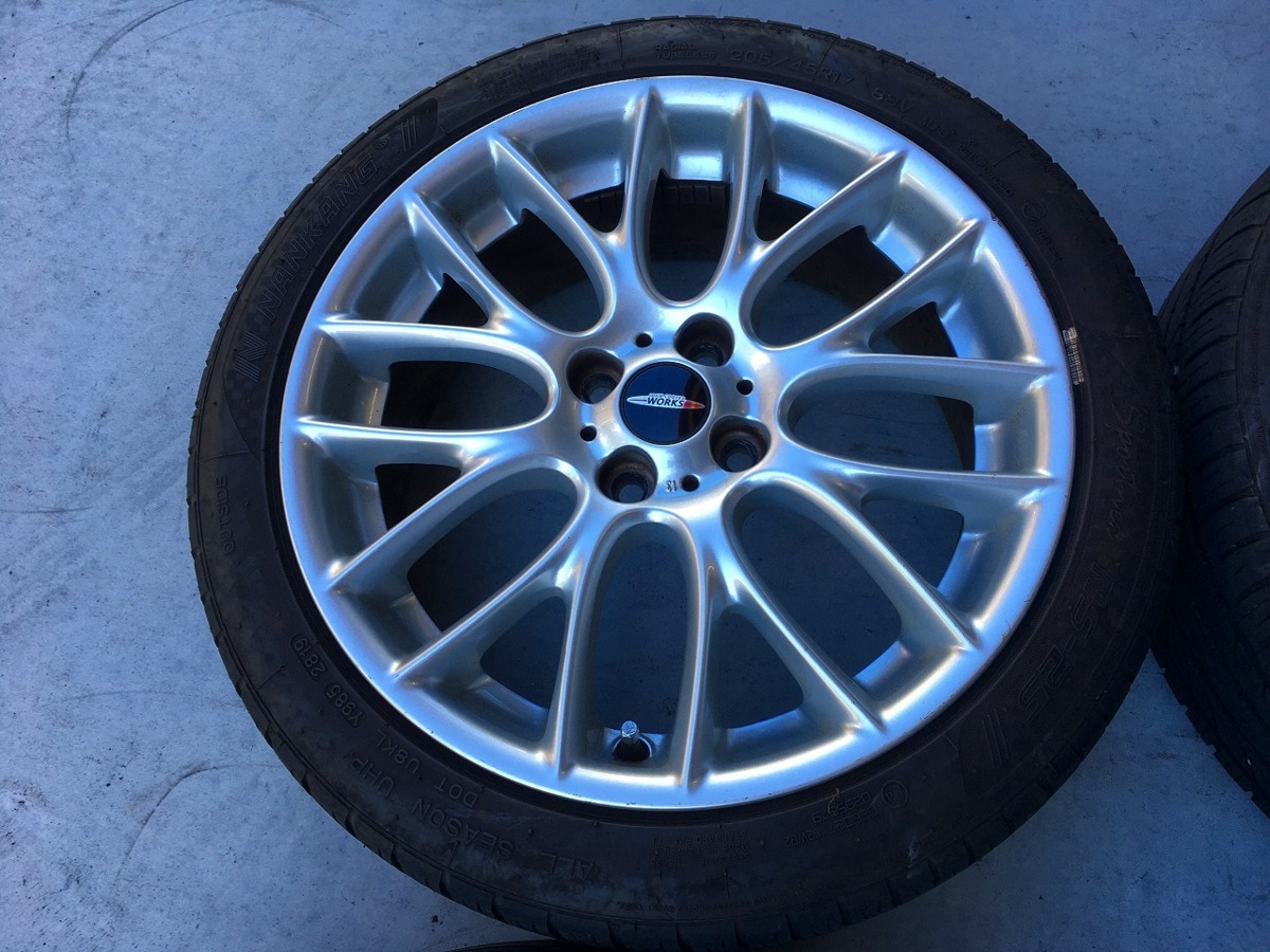 【S管理67154 BMWミニ】★17インチ アルミ ホイール★7J +48 PCD100 4H 205/45R17 タイヤ付