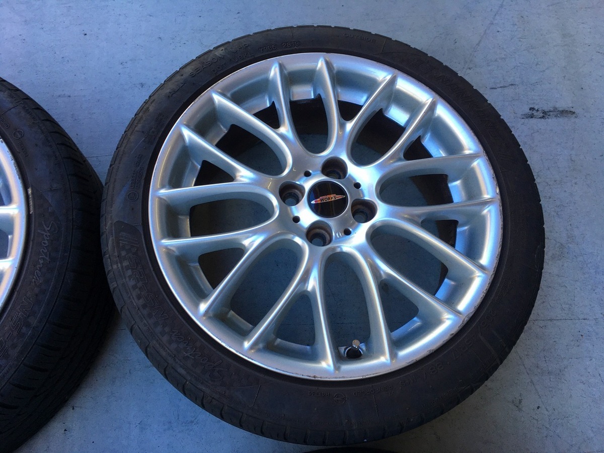 【S管理67154 BMWミニ】★17インチ アルミ ホイール★7J +48 PCD100 4H 205/45R17 タイヤ付