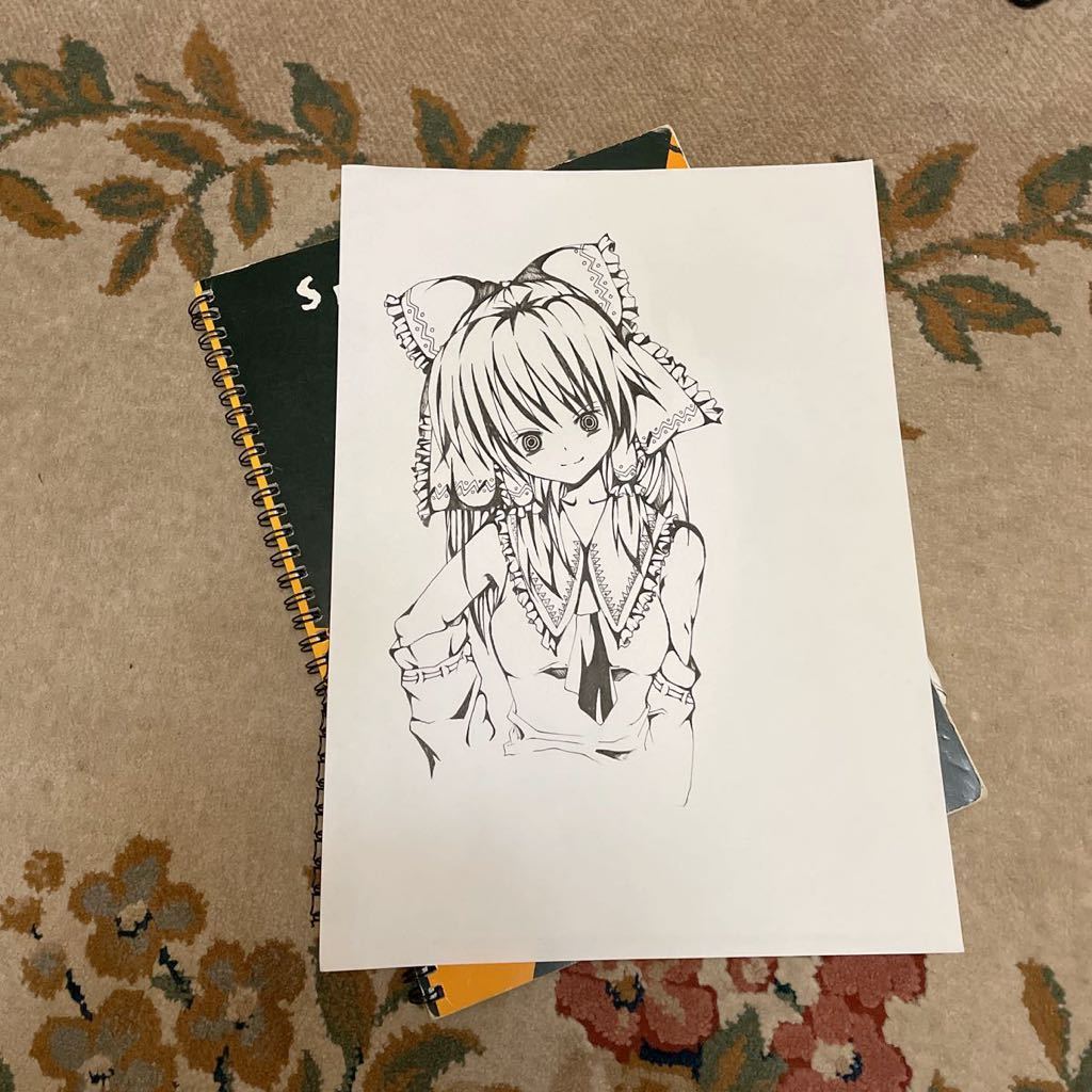 手描きイラスト ミリペン ブラック 原画 東方霊夢 手描きイラスト 売買されたオークション情報 Yahooの商品情報をアーカイブ公開 オークファン Aucfan Com