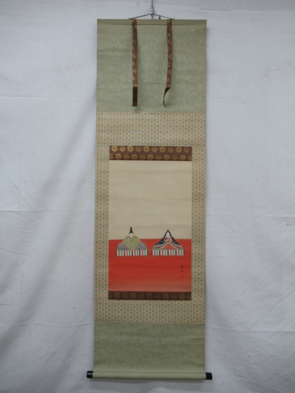 新作入荷，正規品 E0462 大塚春嶺 雛人形図 肉筆絹本 掛軸(人物、菩薩)｜売買されたオークション情報、yahooの商品情報をアーカイブ公開 - オークファン 人物、菩薩