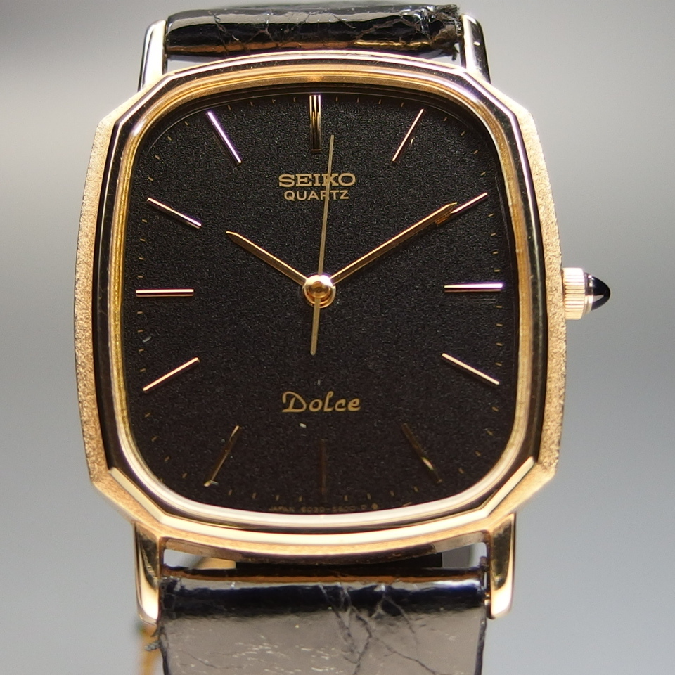 保管品 SEIKO セイコー Dolce ドルチェ GP/革 QZ 6030-5550 ブラック