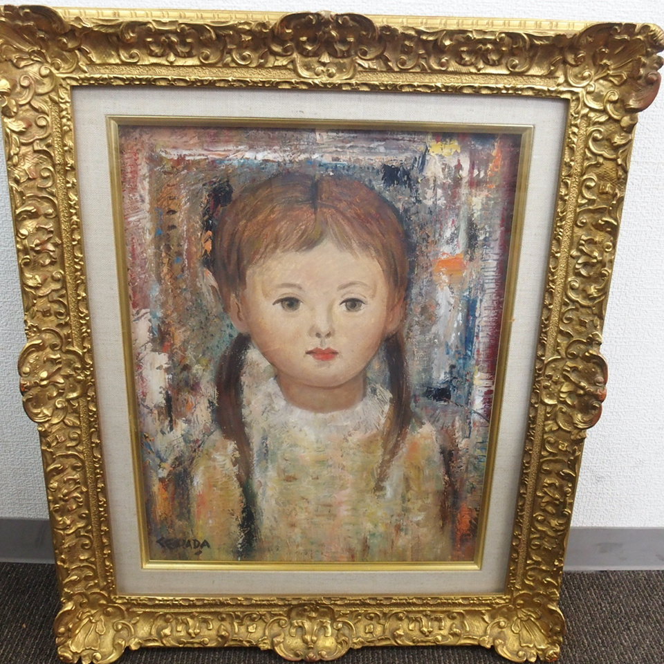 5. 寺田竹雄 「 少女 」 油彩 6号 額装 油絵 絵画 額装 画廊販売品 