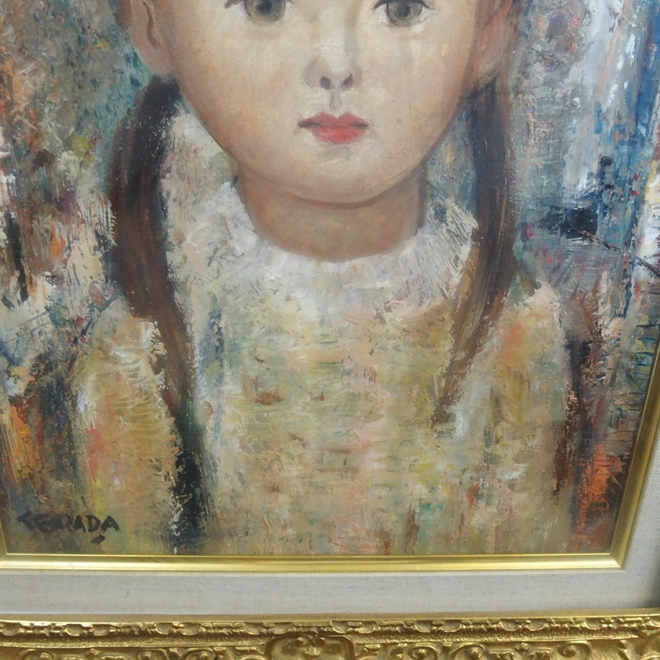 5. 寺田竹雄 「 少女 」 油彩 6号 額装 油絵 絵画 額装 画廊販売品