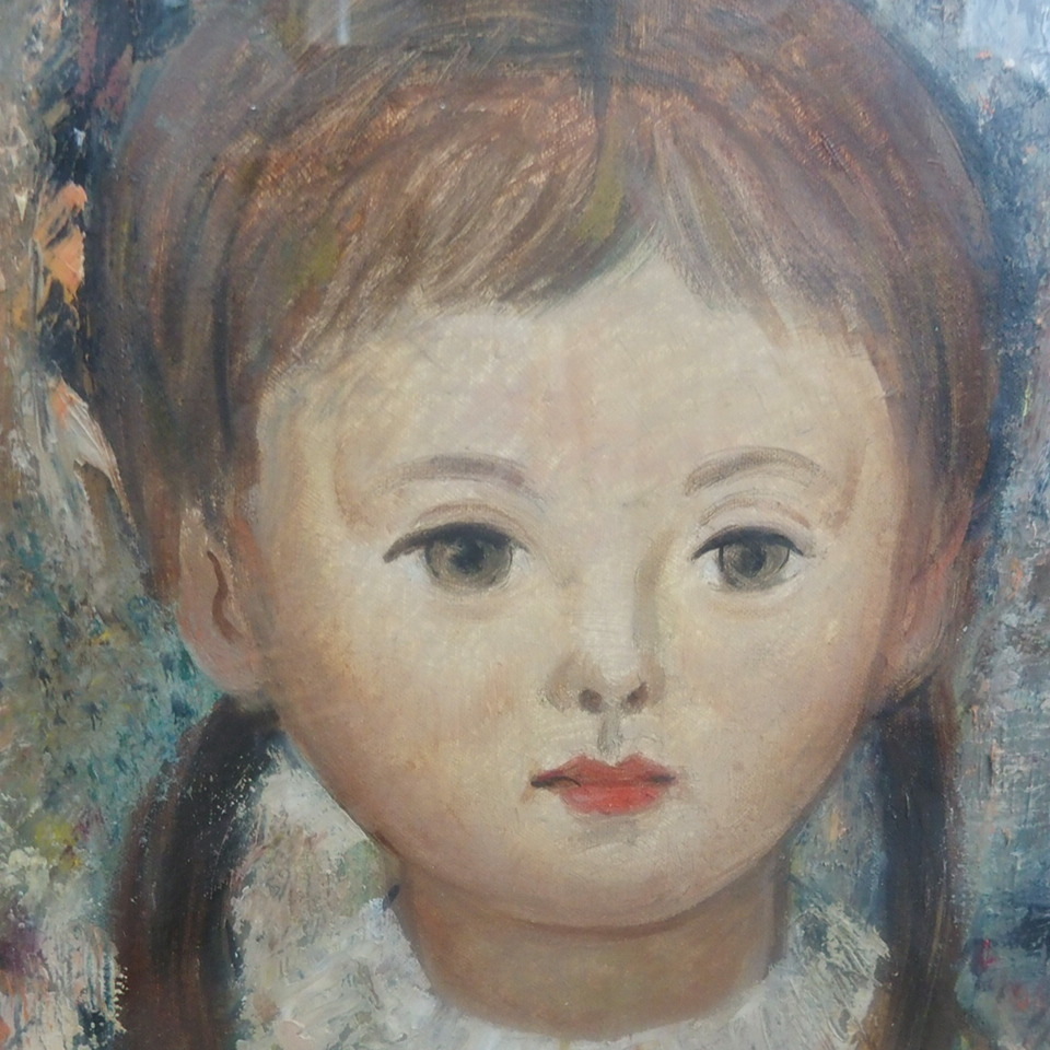 5. 寺田竹雄 「 少女 」 油彩 6号 額装 油絵 絵画 額装 画廊販売品