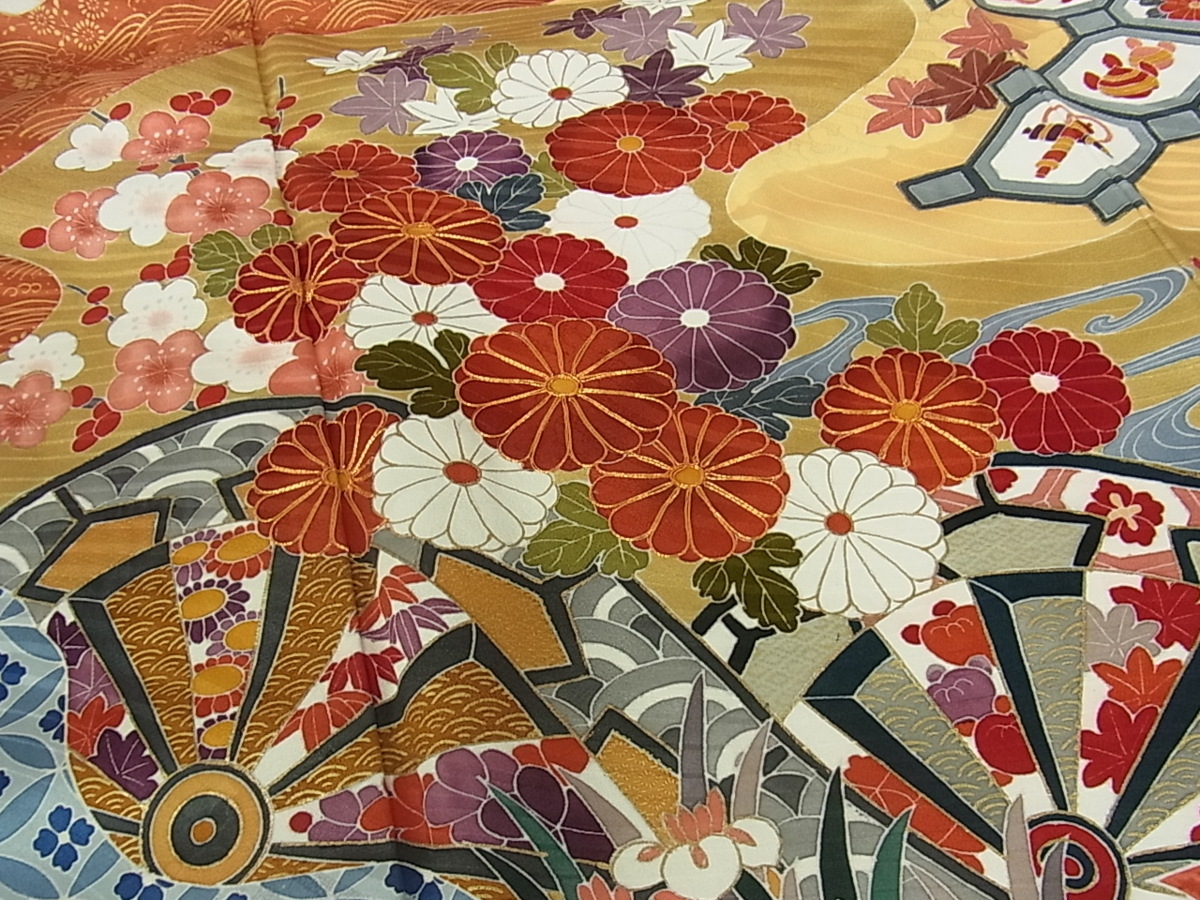振袖 美品 逸品 桜 流水 金通し 箔 黒 袷 身丈170cm 裄丈71cm