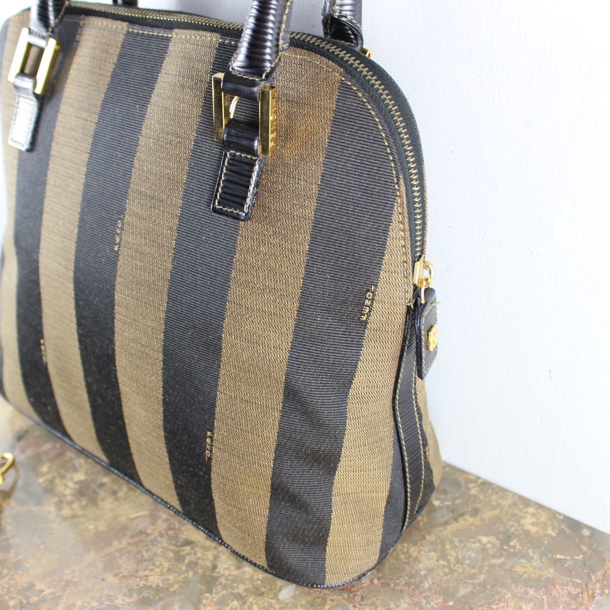 【極美品】FENDI ペカン柄 2WAY ハンドバッグ OLD FENDI PECAN PATTERNED 2WAY SHOULDER BAG MADE IN ITALY/オールド