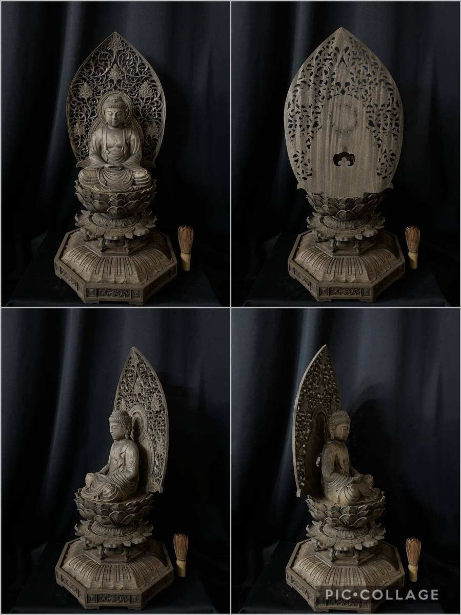 高62cm 井波彫刻 一刀彫り 仏教工芸品 時代彫刻 香樟材 木彫仏教 精密