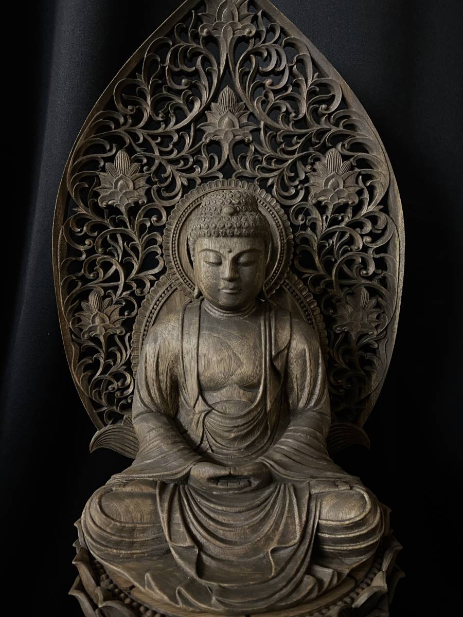 高62cm 井波彫刻 一刀彫り 仏教工芸品 時代彫刻 香樟材 木彫仏教 精密