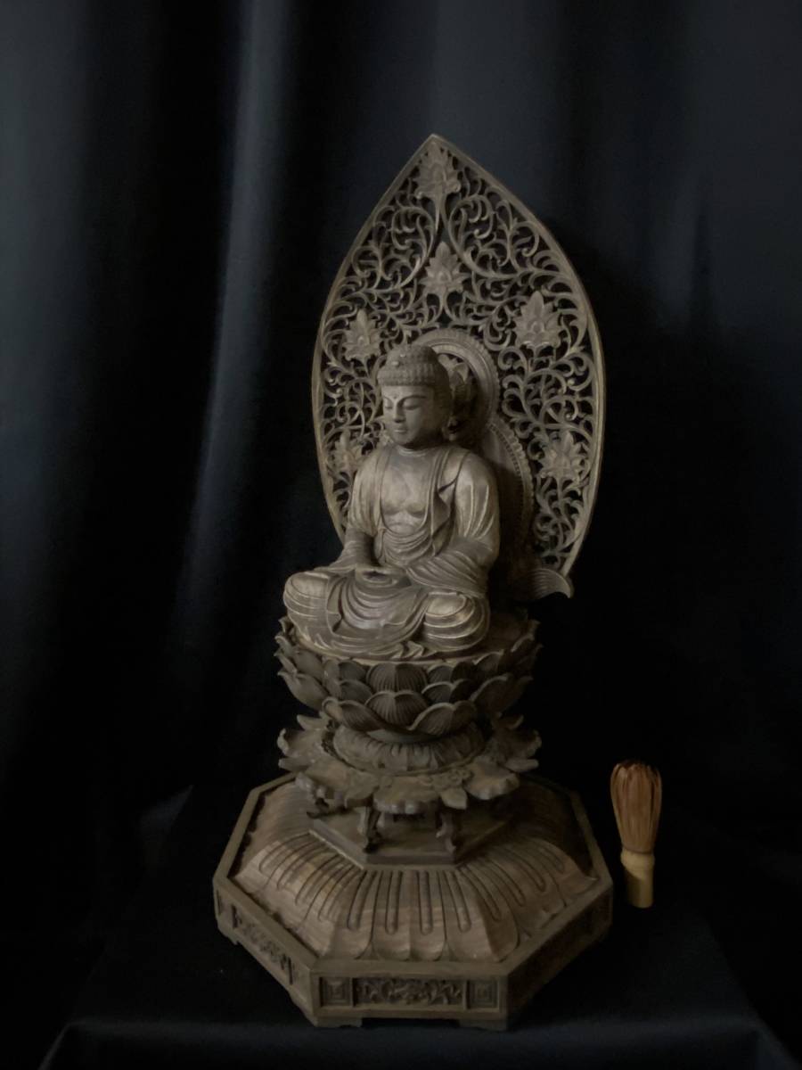高62cm 井波彫刻 一刀彫り 仏教工芸品 時代彫刻 香樟材 木彫仏教 精密