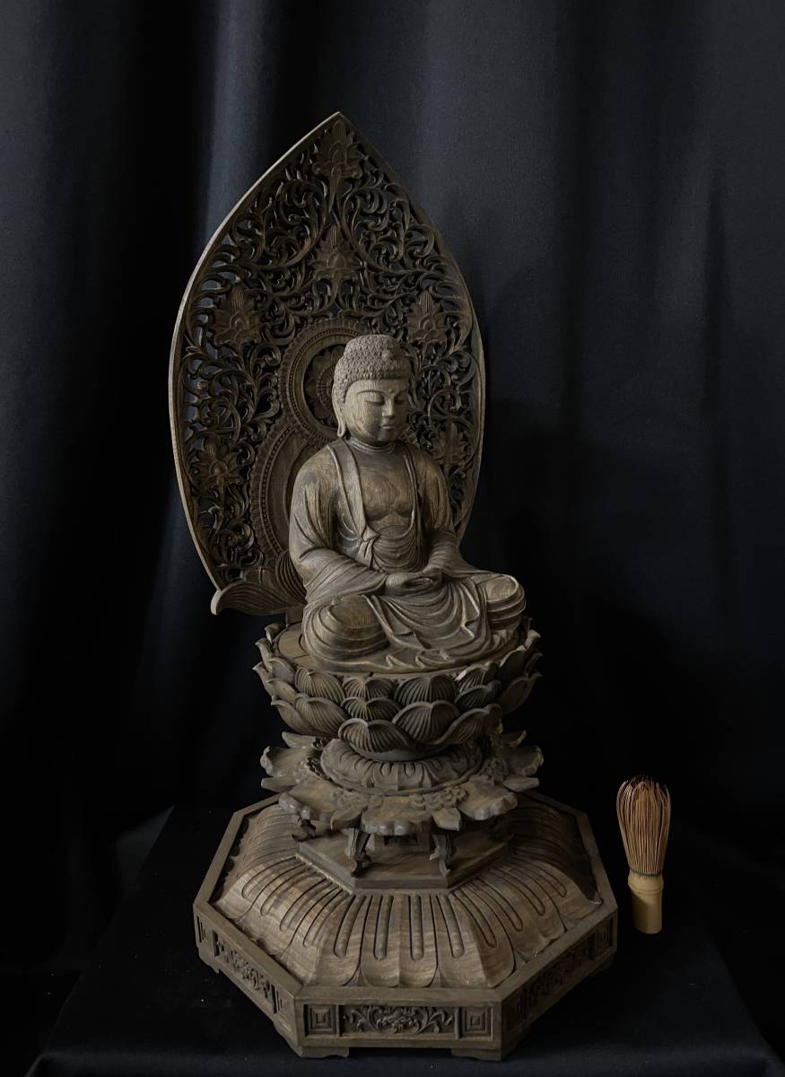 高62cm 井波彫刻 一刀彫り　仏教工芸品　香樟材　木彫仏教　大日如来座像 高62cm 井波彫刻 一刀彫り 仏教工芸品 時代彫刻 香樟材 木彫仏教 精密