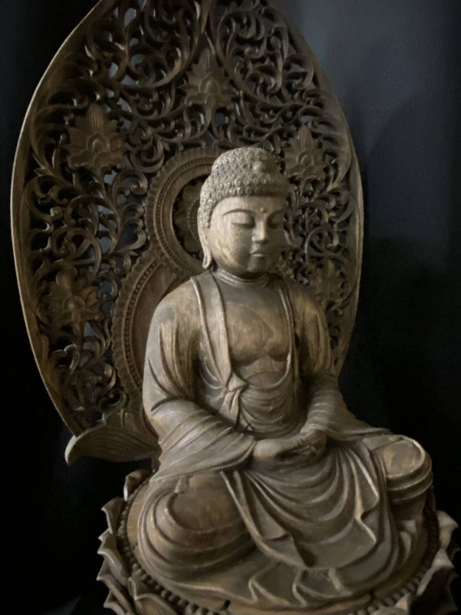 高62cm 井波彫刻 一刀彫り 仏教工芸品 時代彫刻 香樟材 木彫仏教 精密