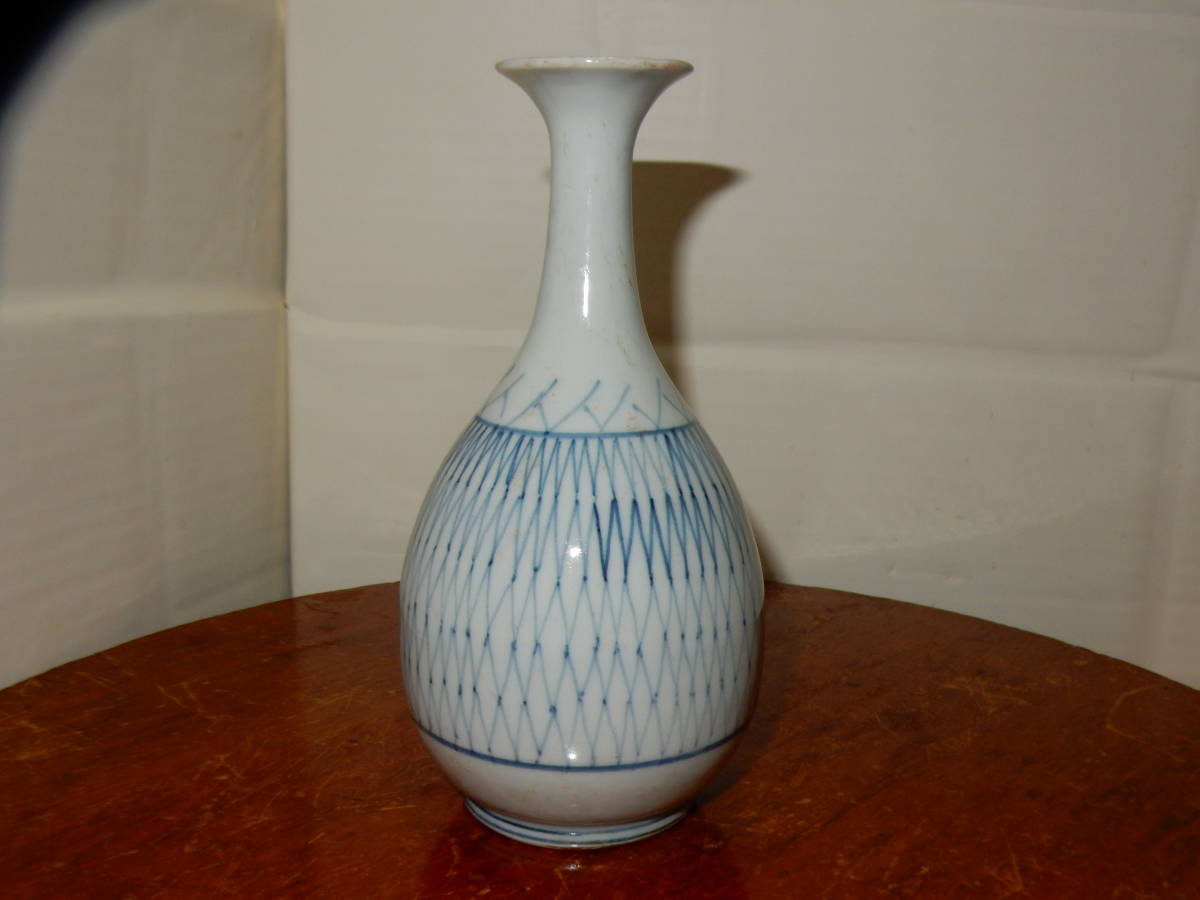伊万里染付網目文徳利 陶芸家作家物加藤静允染付網目文徳利酒器