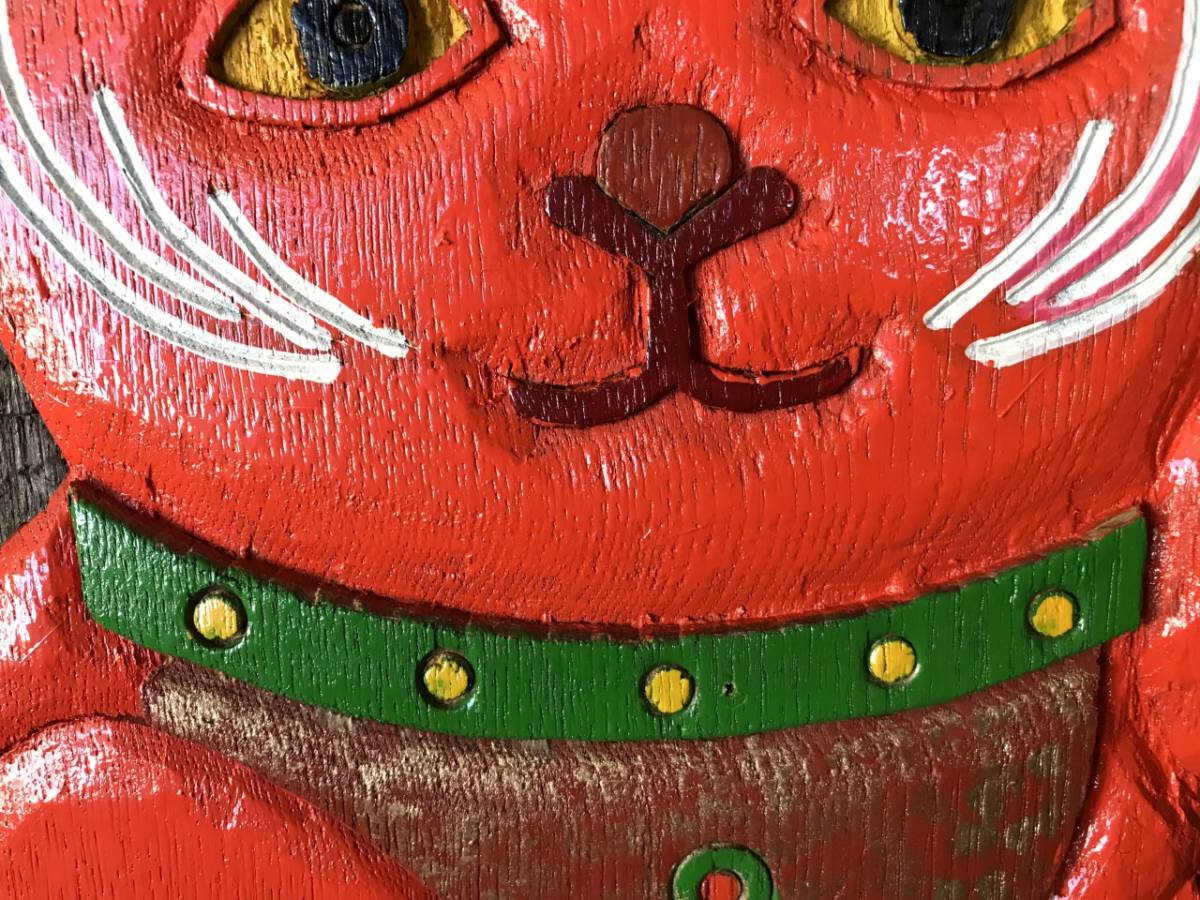 ヴィンテージ作家さんもの 手描きのお顔が可愛らしい陶磁器の招き猫