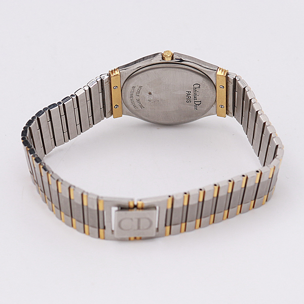 Christian Dior 腕時計 コンビカラー 1円○稼働品○良品Christian Dior ディオールQZ 2針カレンダー コンビ色