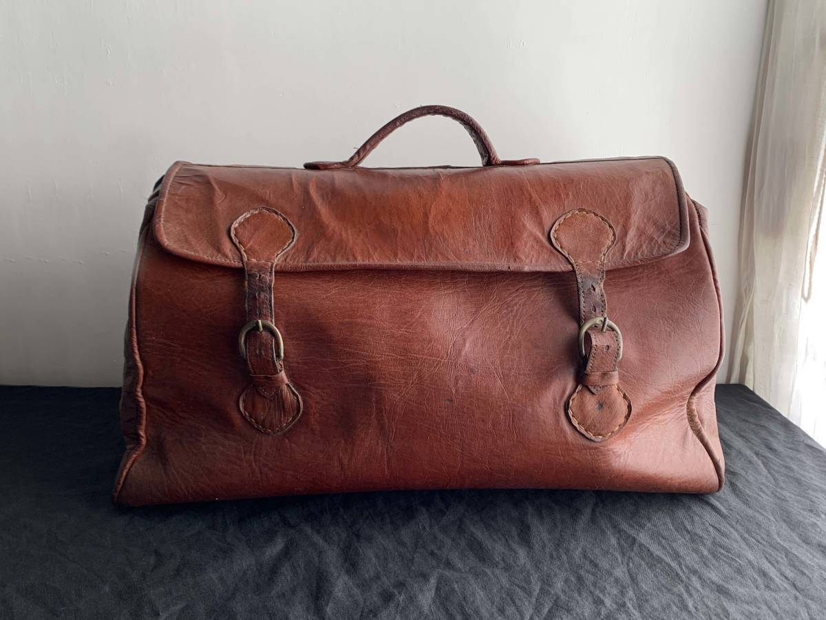 フランス1950-70s 牛革製 レザー バッグ ドクター ボストン 旅行
