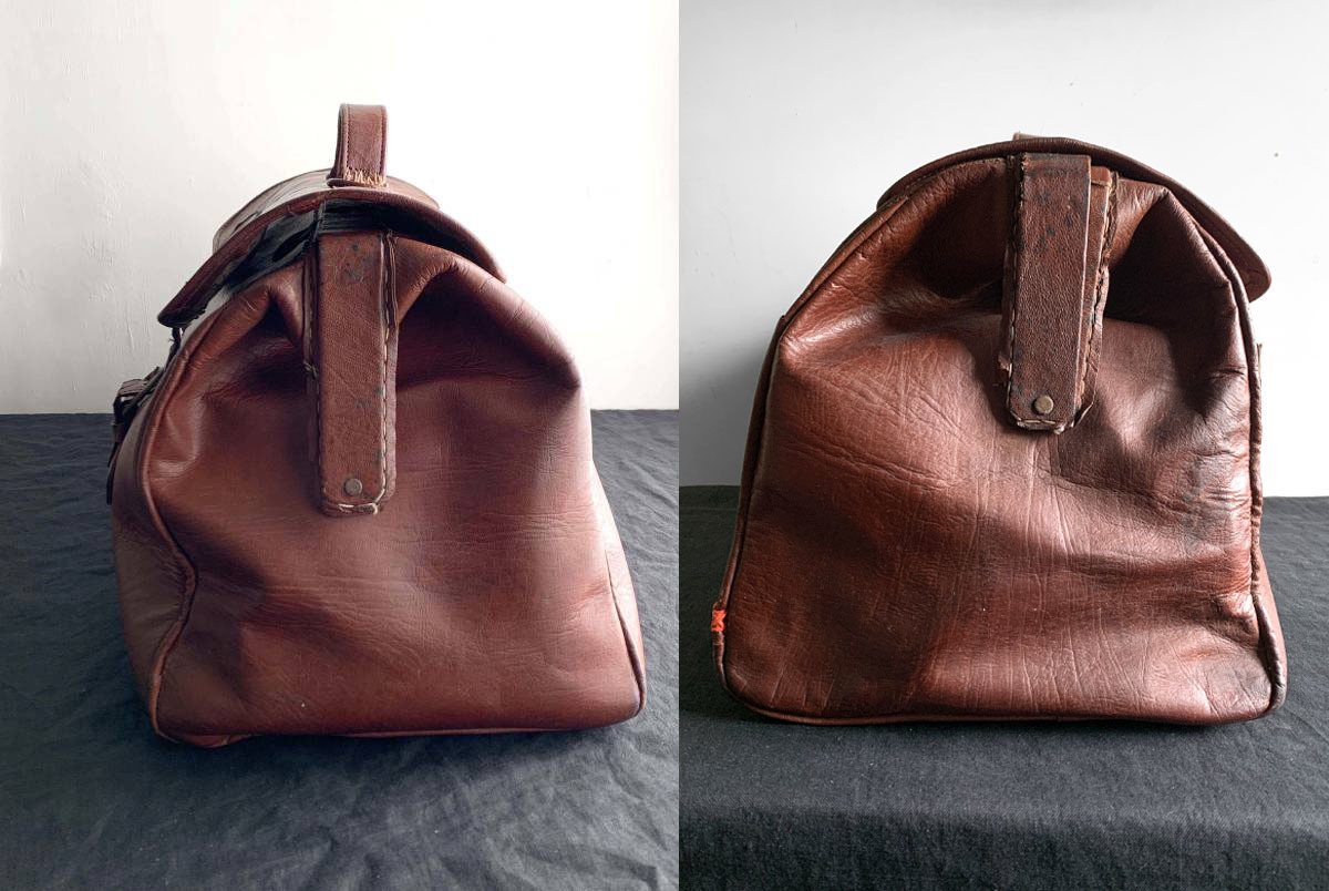 フランス1950-70s 牛革製 レザー バッグ ドクター ボストン 旅行