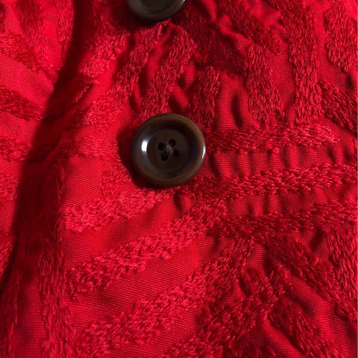 mina perhonen ミナペルホネン log 刺繍 赤 ダブルボタン ショート 