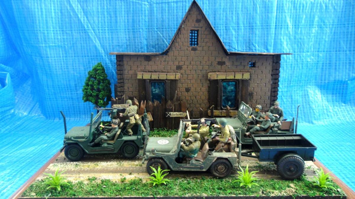 1 35 ジオラマ 北アフリカ戦線の1 35ジオラマ内に設置する検問所