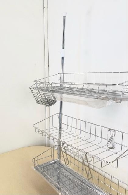 新品☆幅55.5cm♪突っ張りキッチンの水切り、収納ラック☆k186_3